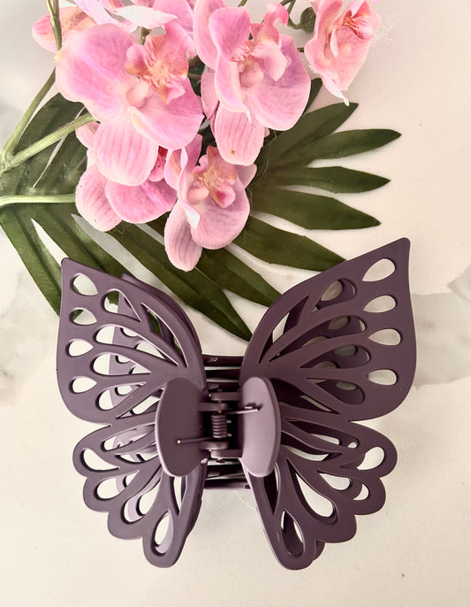 Plum Butterfly Hair Claw
